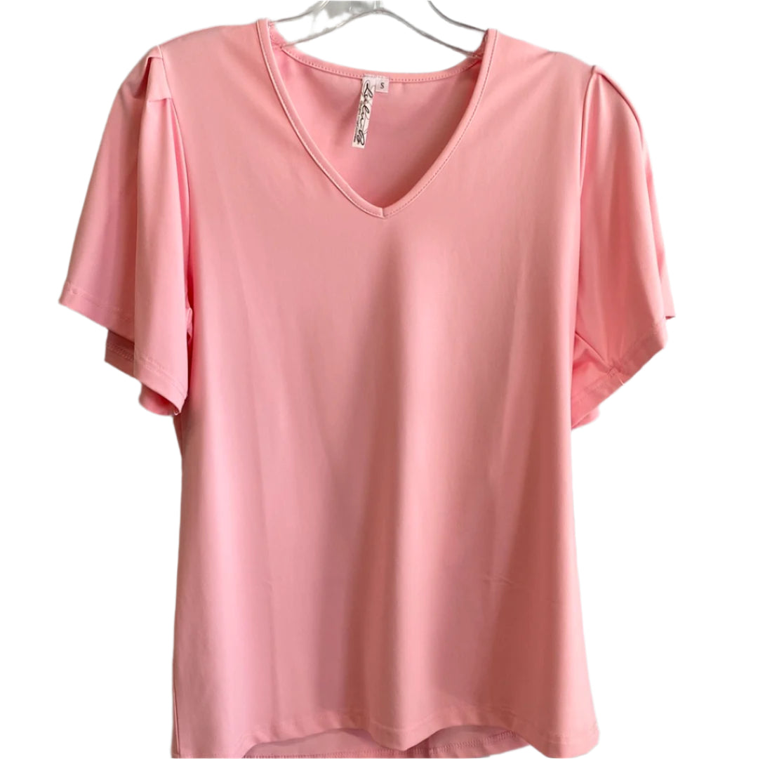 Short Sleeve Frill V-Neck-SGP