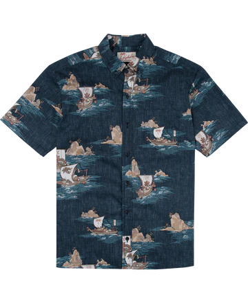 Kahala Maru Button Down-Navy Reverse