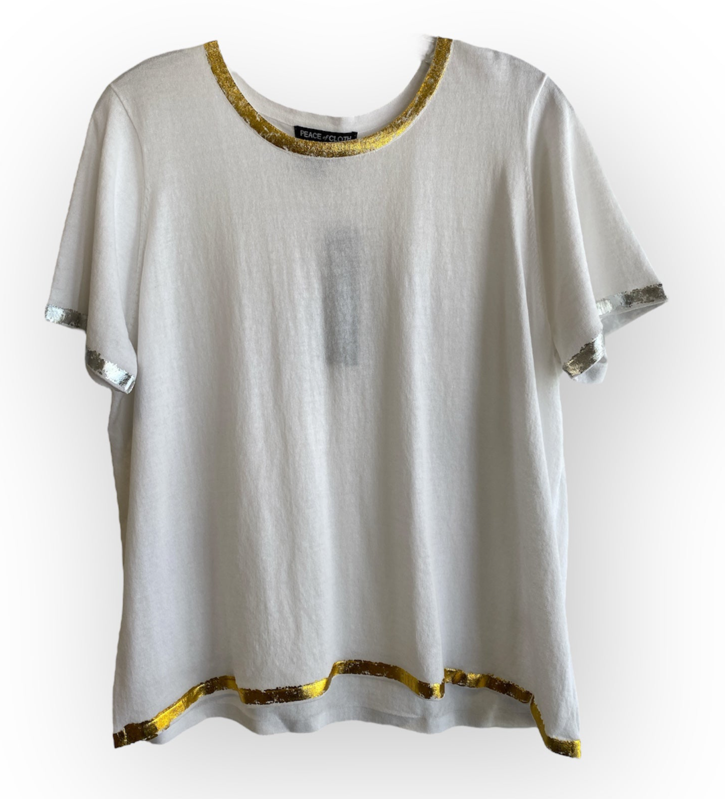 S/S Crew Neck Foil Top-White