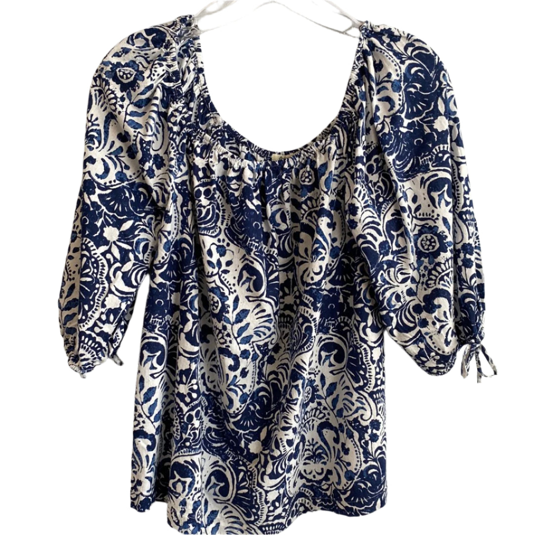 Enma Puff Sleeve Blouse-Indigo