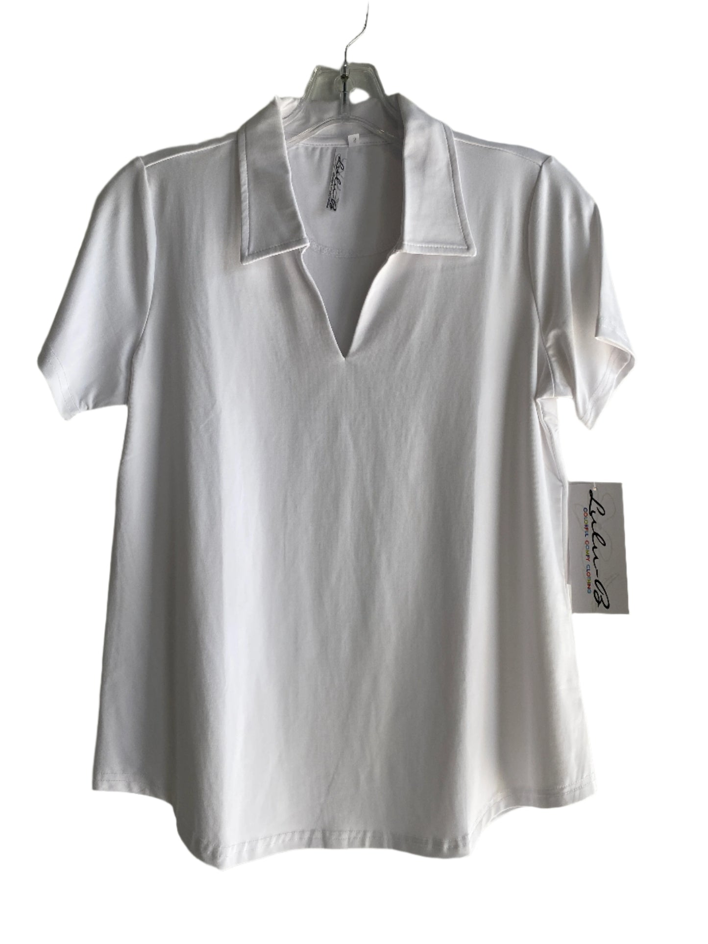 Short Sleeve Collar Top-White