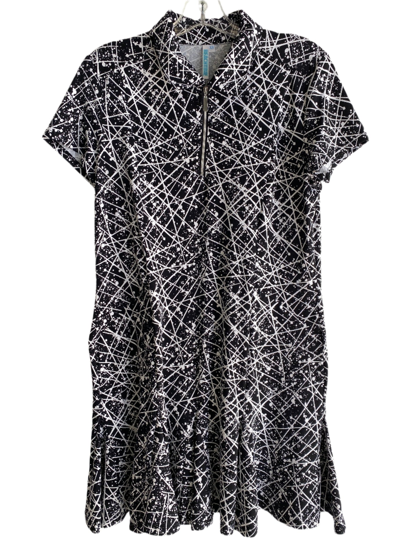 S/S Zip Up Ruffle Dress-LBWH