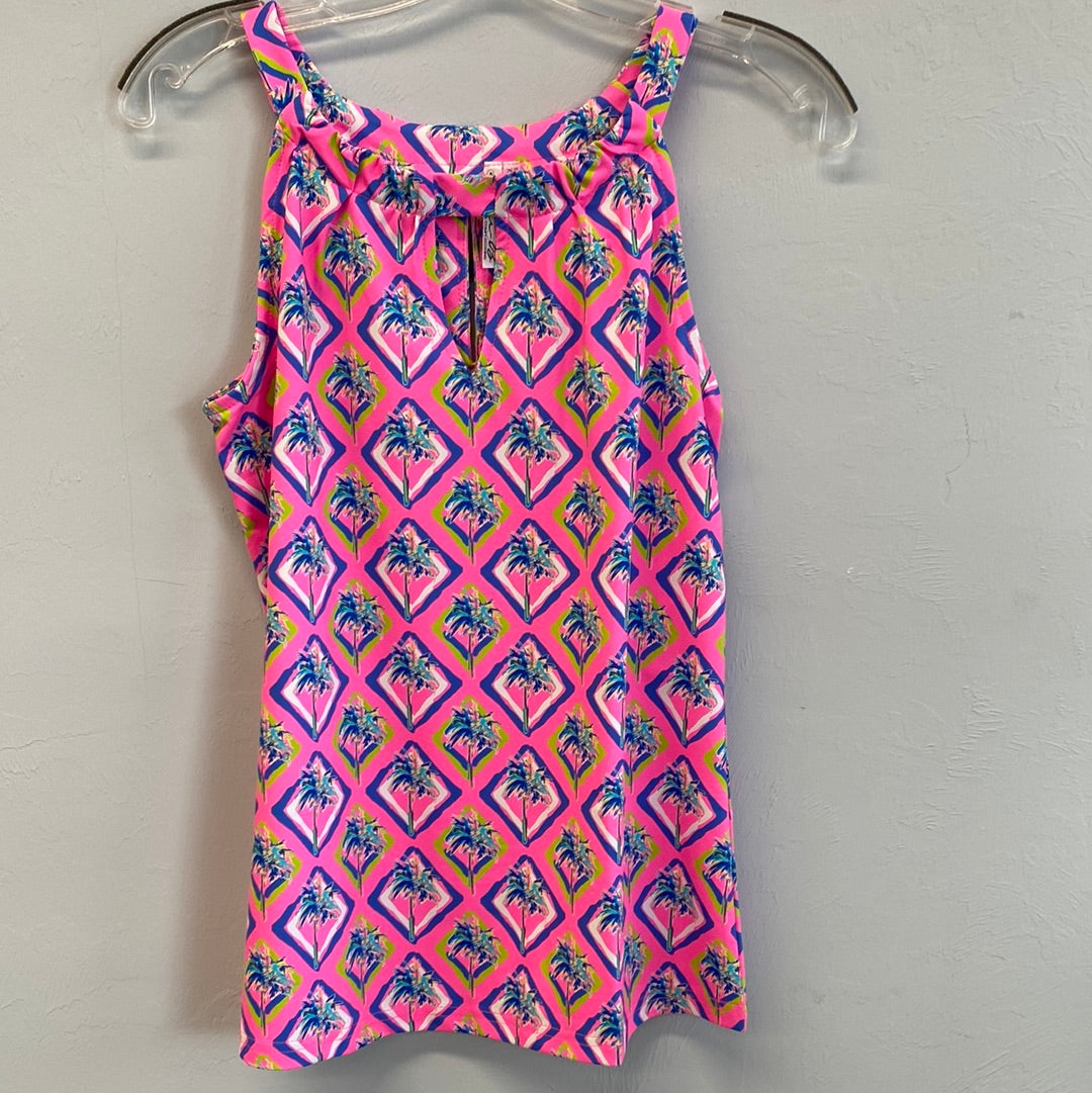 Halter Keyhole Top-PABP Palm Tree Pink