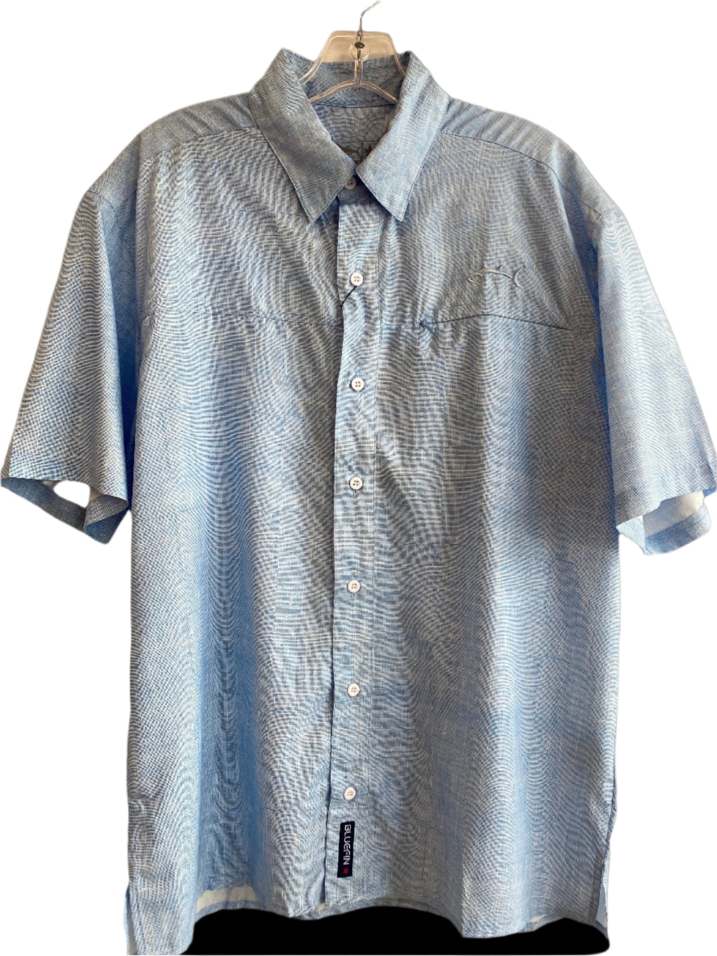 Performance S/S Linen Zip Sport Shirt-LT Blue