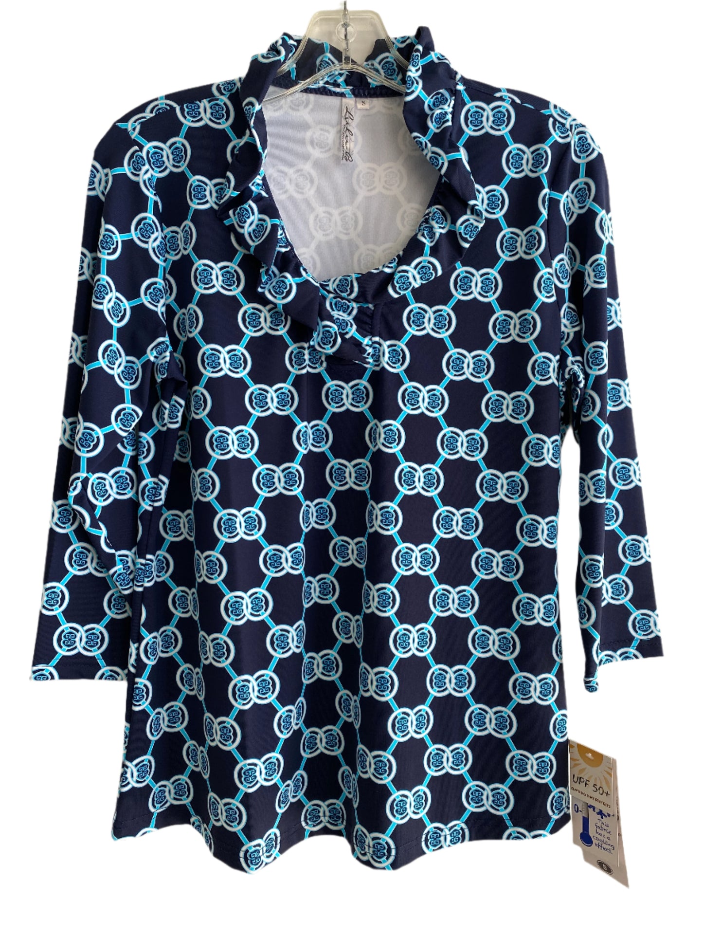 Ruffled Neck 3/4 Sleeve Top-MDNT