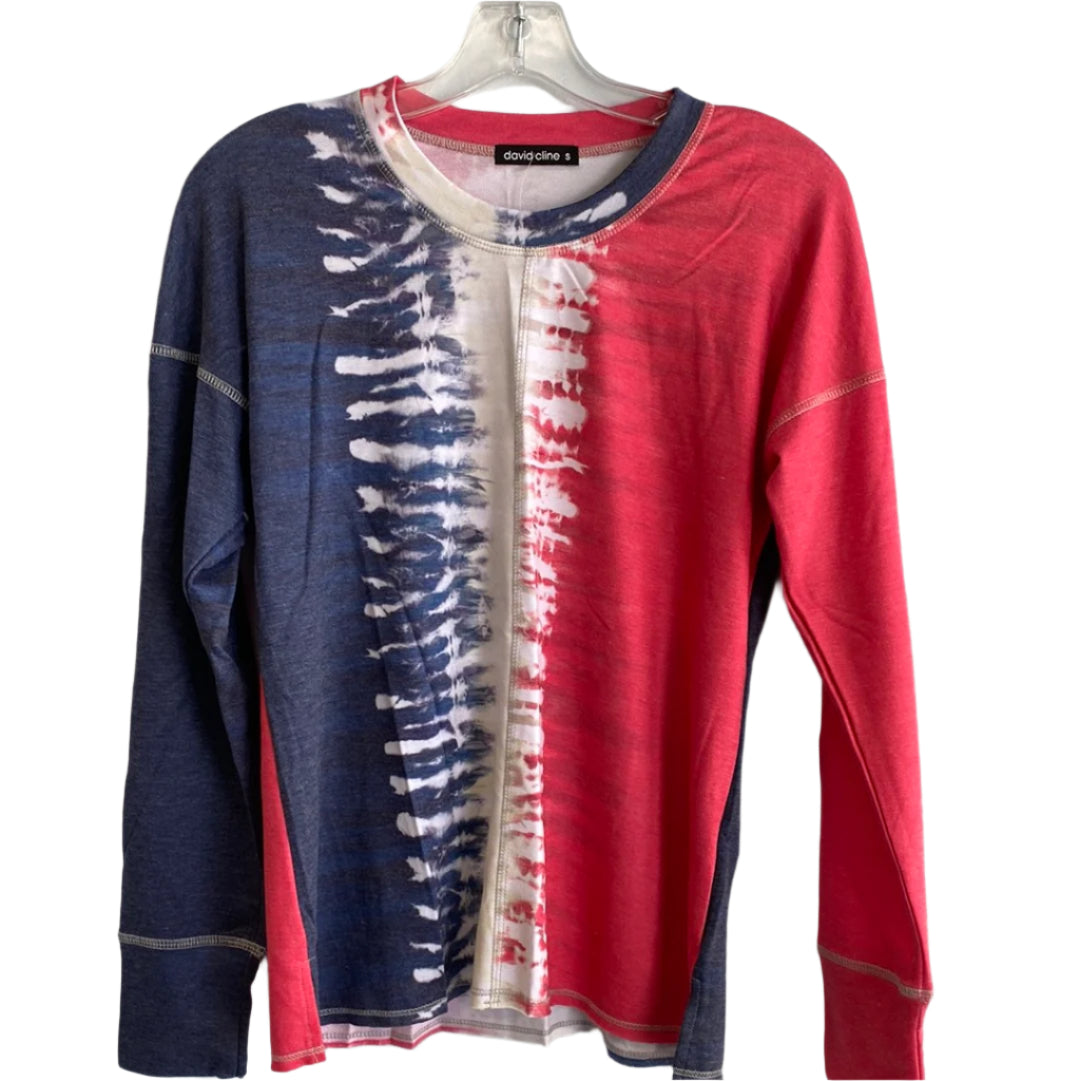 French Terry Crew Neck-Cherry White Blue