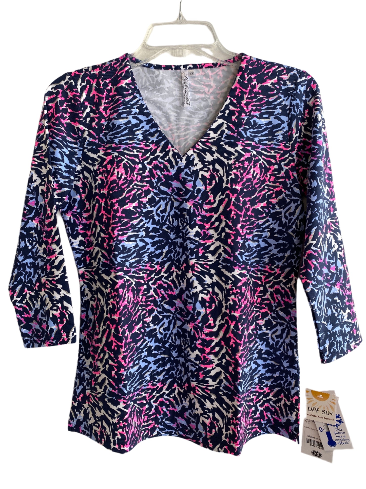 3/4 Sleeve V Neck Top-AMLT