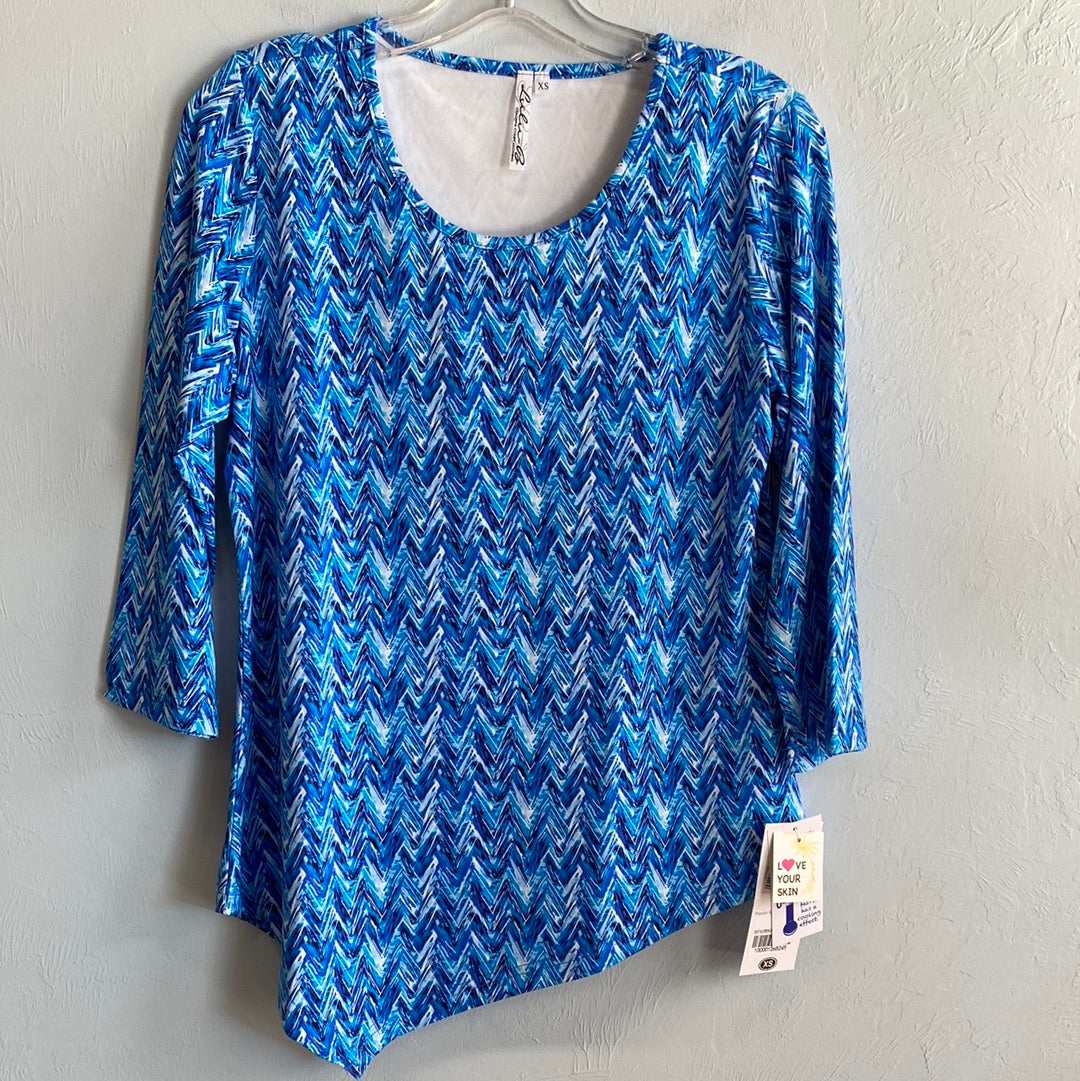 Asymmetrical Scoop Neck-CHBL Chevron Blues