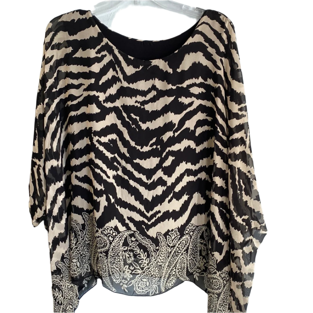 Silk Kaftan Style Blouse-Black