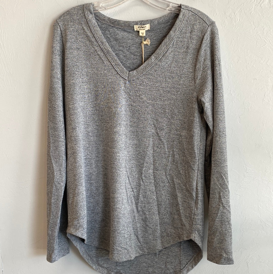 Shimmer L/S Deep V-Neck-Denim