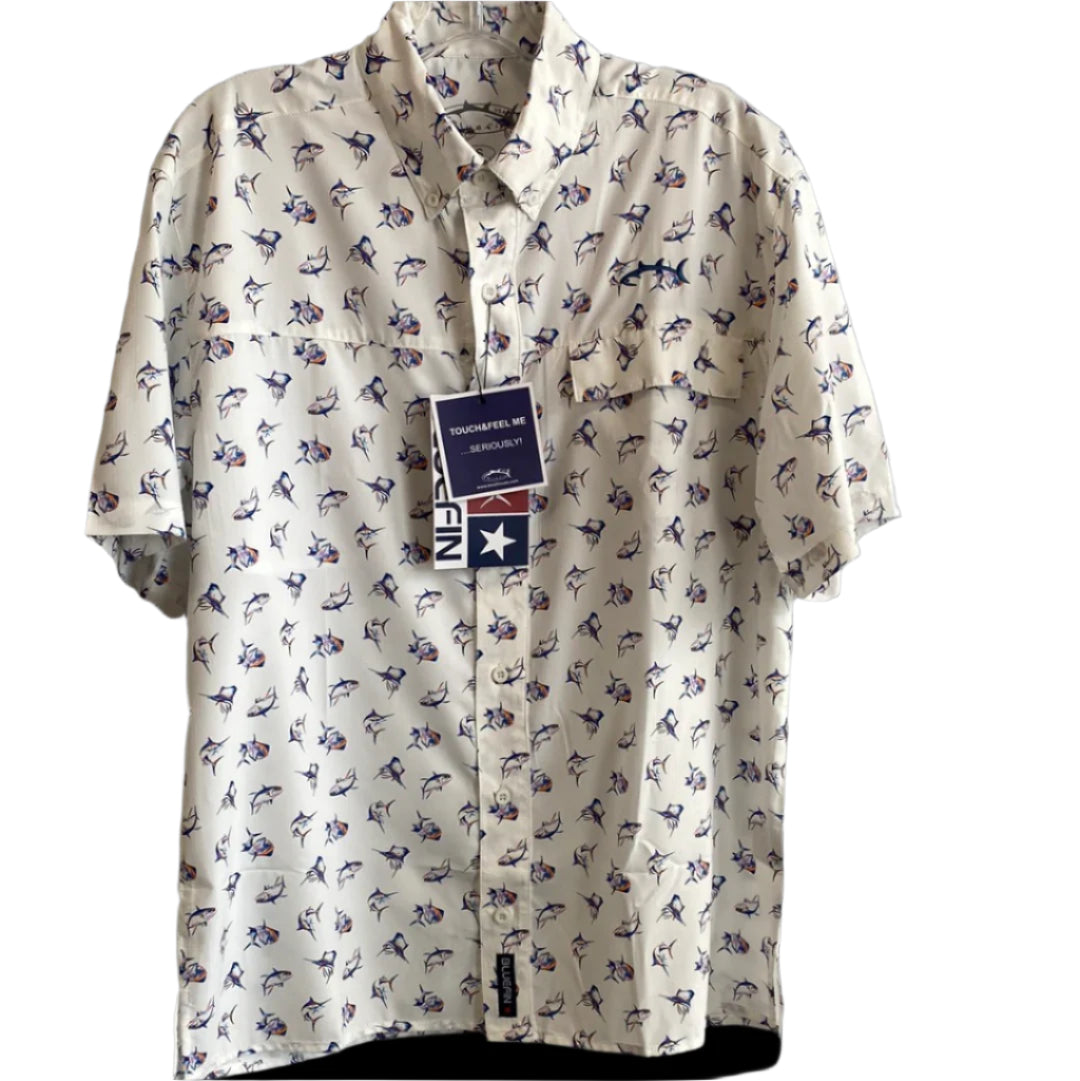 S/S Performance Fish Sport Shirt-White