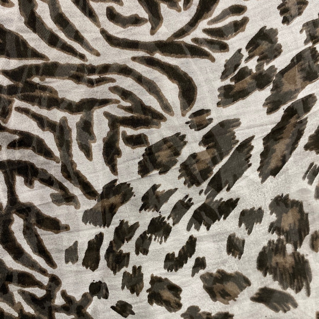 Safari Print Long Cardigan-Dusty White