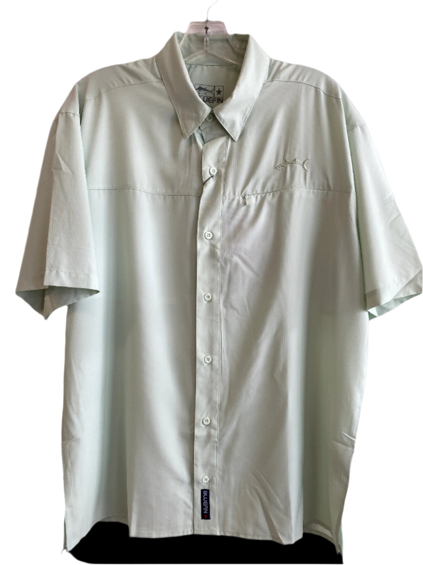Performance S/S Solid Zip Sport Shirt-Glass Green
