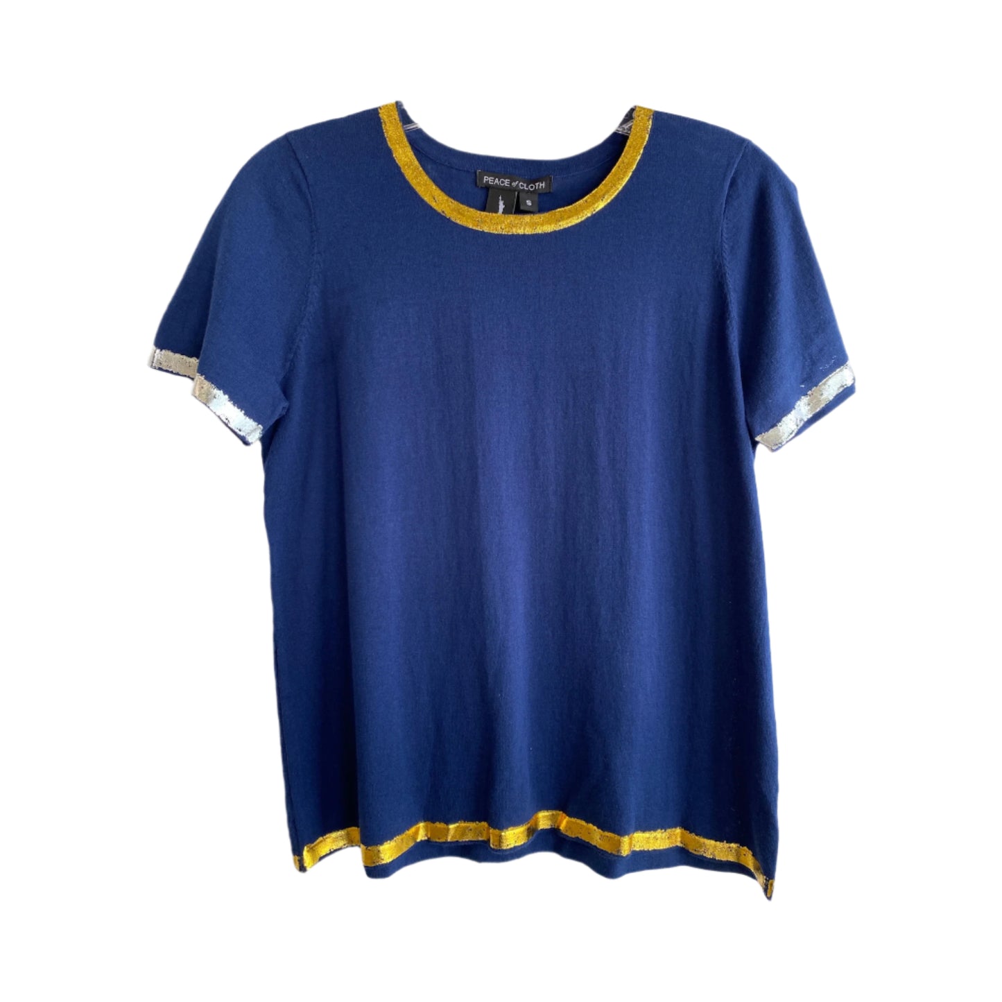 S/S Crew Neck Foil Top-Navy