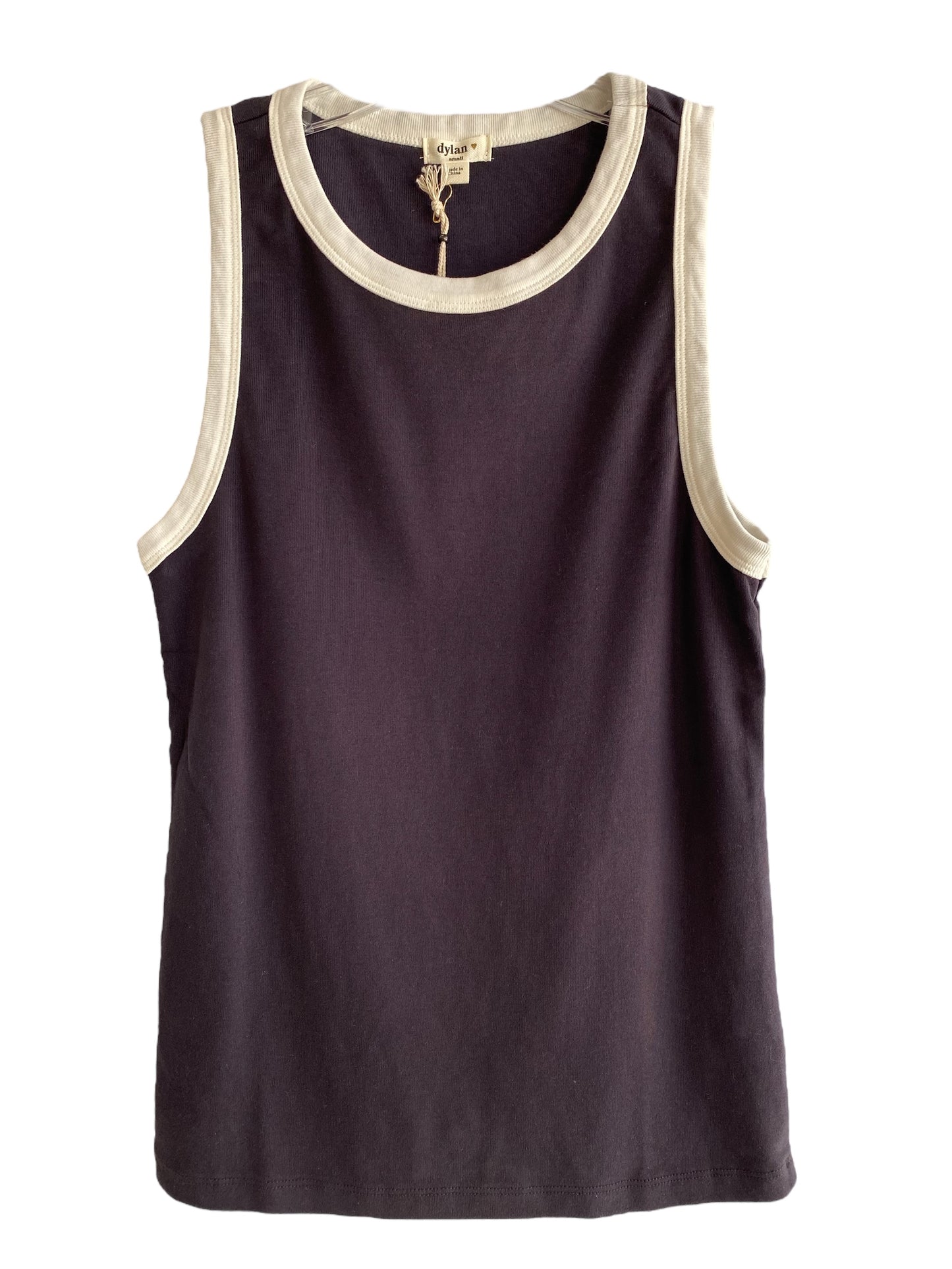 Contrast Rib Tank-BLK/WHT
