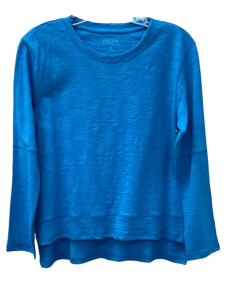 Cotton Slub Step Hem Boxy Tee - Coastline