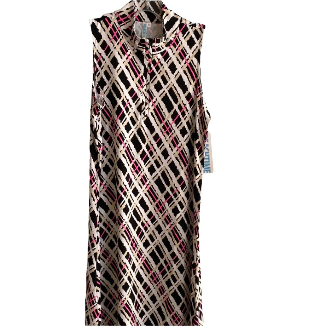Sleeveless Zip Up Dress-Fresh Plaid Neutrals