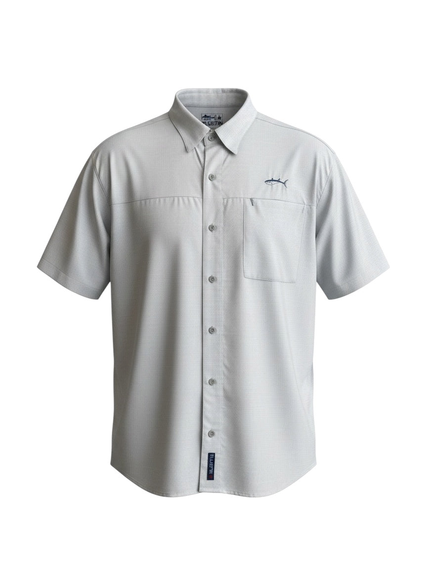 Performance S/S Linen Zip Sport Shirt-Off White