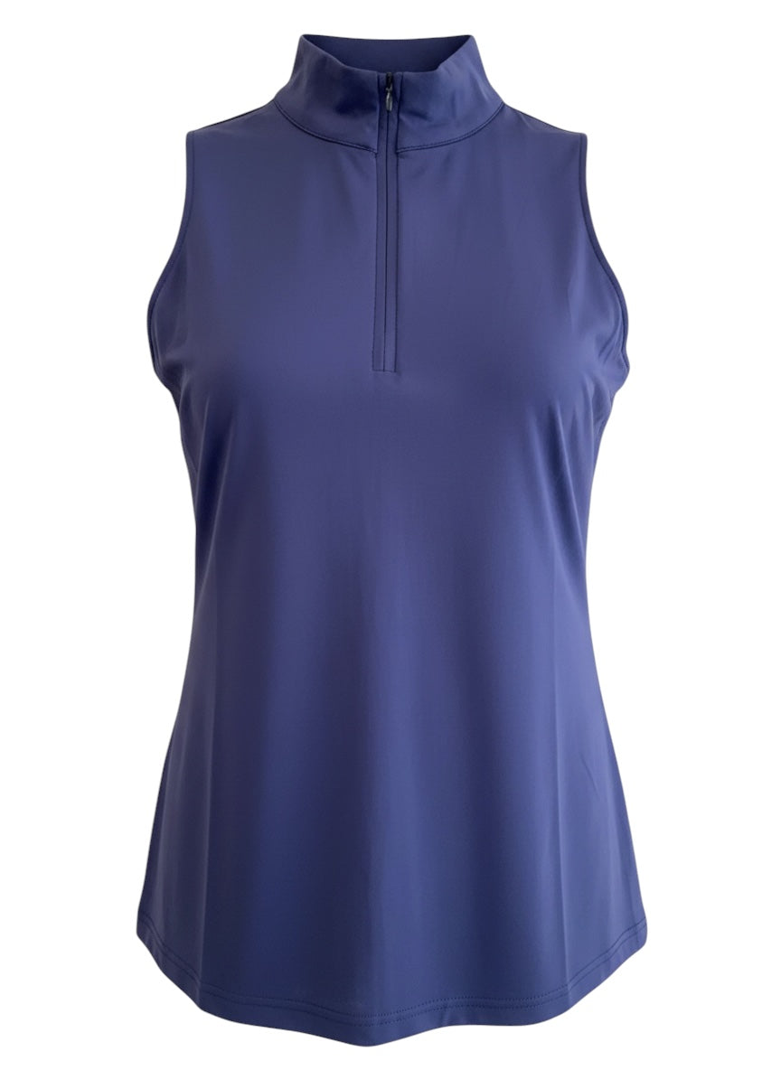 Sleeveless Zip Top - Navy