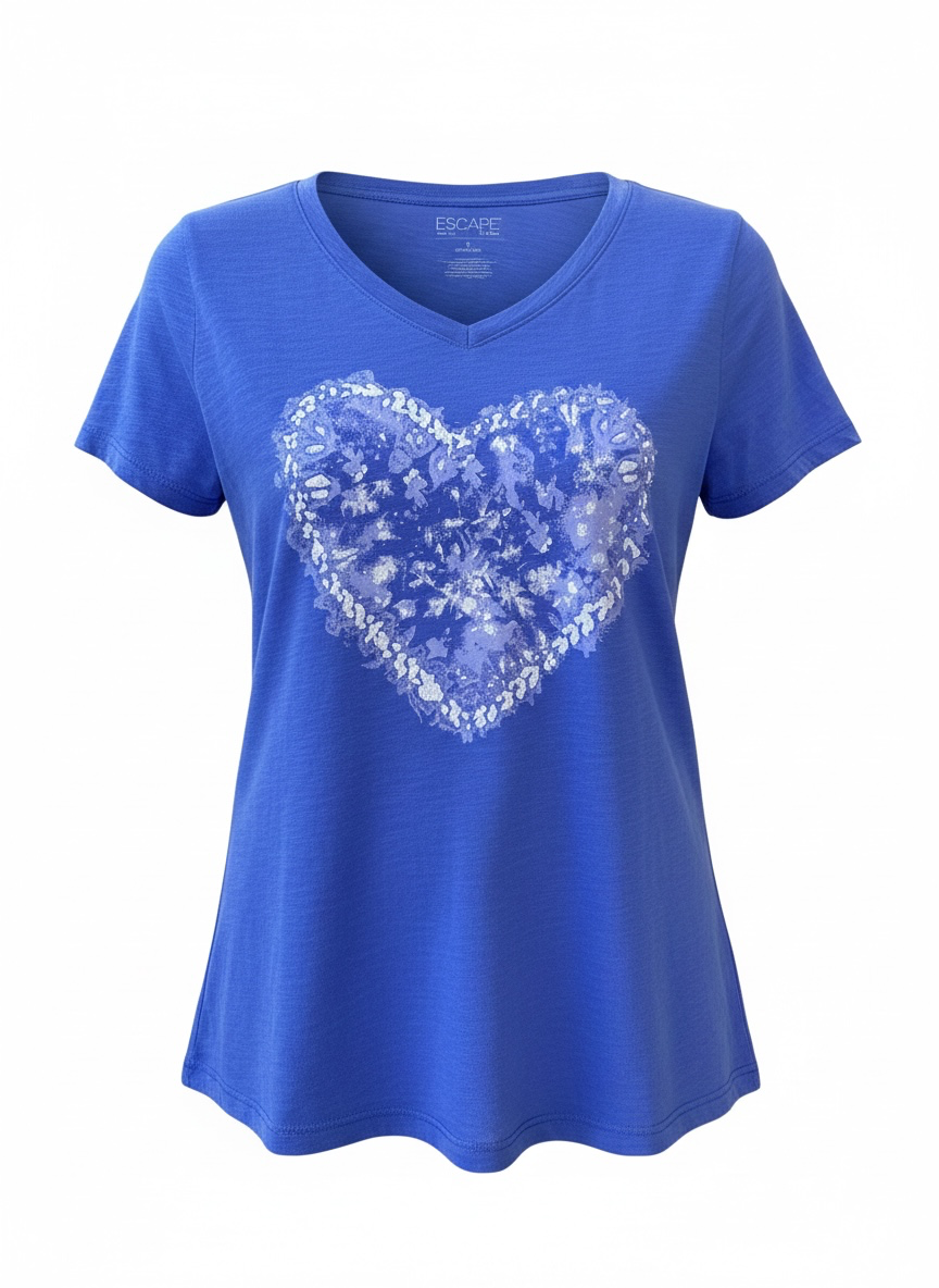 Destination Heart V-Neck Tee-Baja