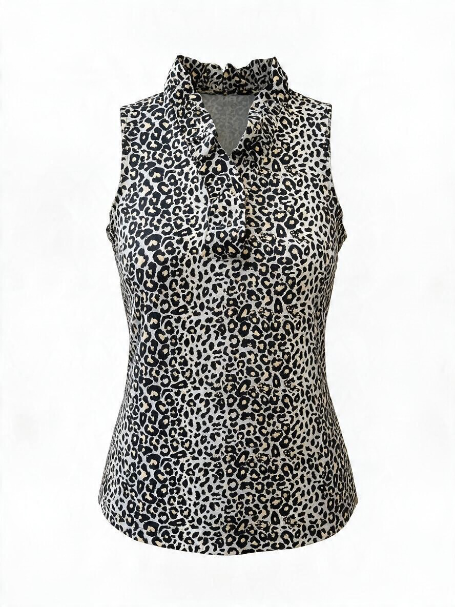 Ruffle tank top leopard print