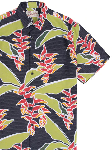 Ali'i Gardens Short Sleeve Button Up Shirt-Black