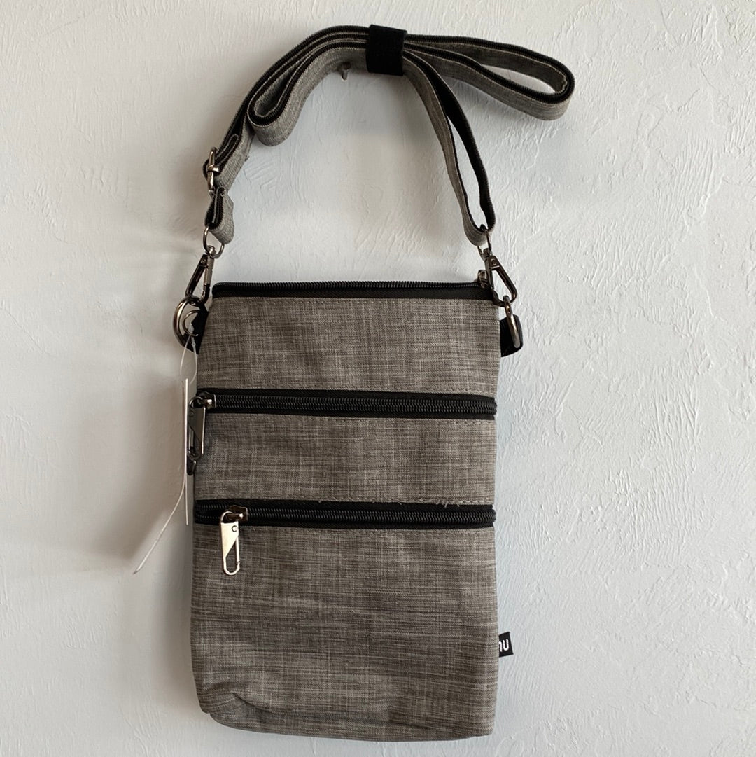 Anti-Theft 3 Zipper Crossbody Bag-Gray