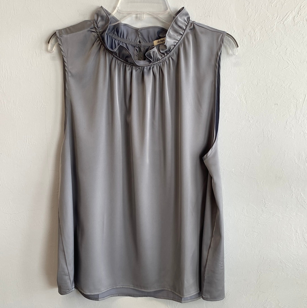 Satin Harlow Top-Denim