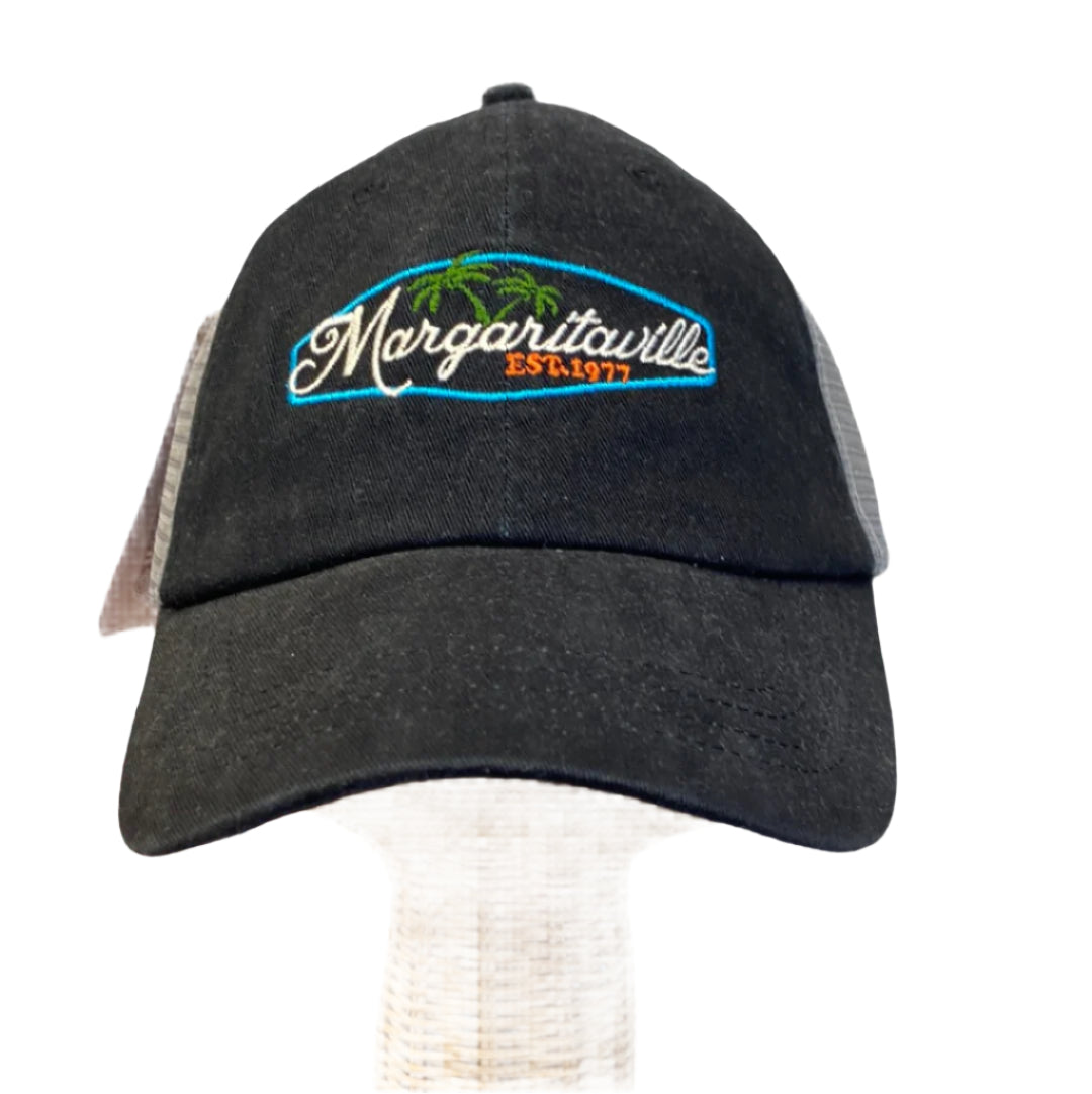 Margaritaville Logo Mesh Hat-Black and Gray