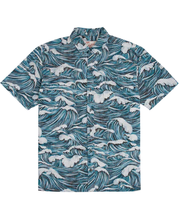 Kahala Kai Button Down Shirt-Teal Reverse