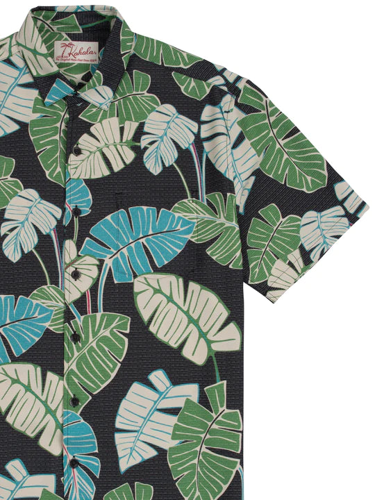 Lau Nui Short Sleeve Button Up Shirt-Black