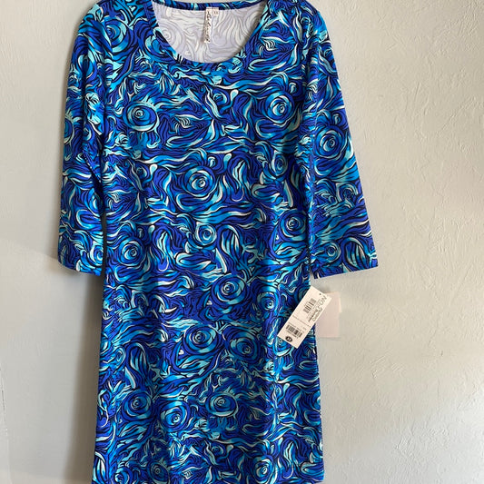 3/4 Sleeve Travel Dress-Roses Blue