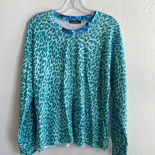 French Terry Crew Neck-Emerald and Blue