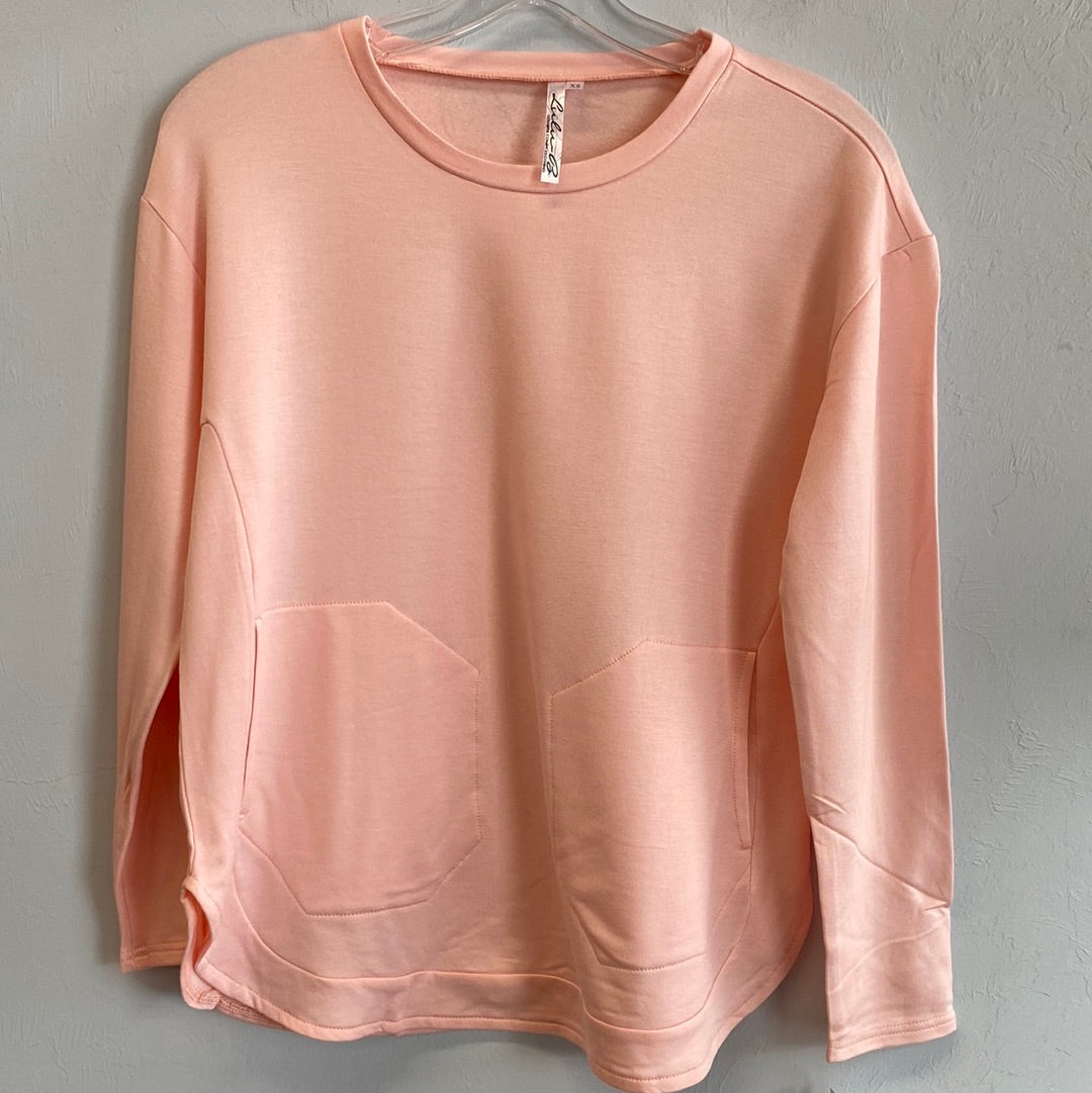 Super Soft 2 Pocket Pullover-Pale Pink