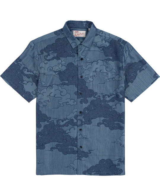 Kumori Jacquard Short Sleeve Shirt-Navy