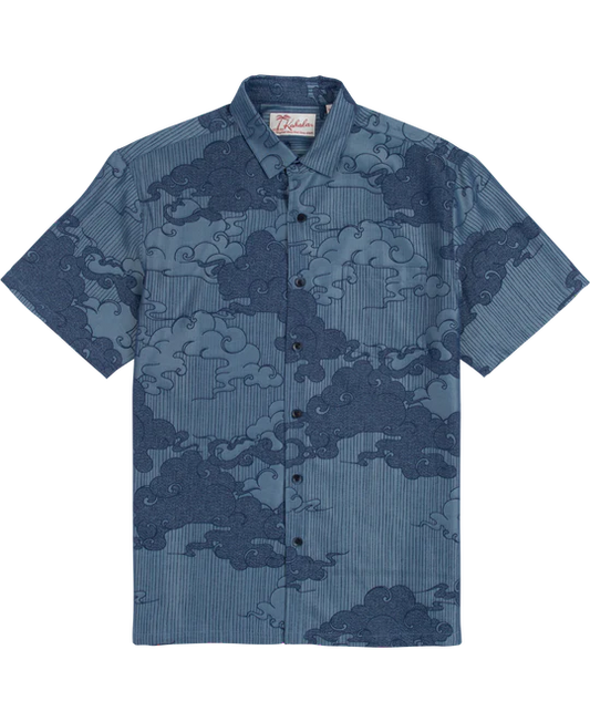 Kumori Jacquard Short Sleeve Shirt-Navy