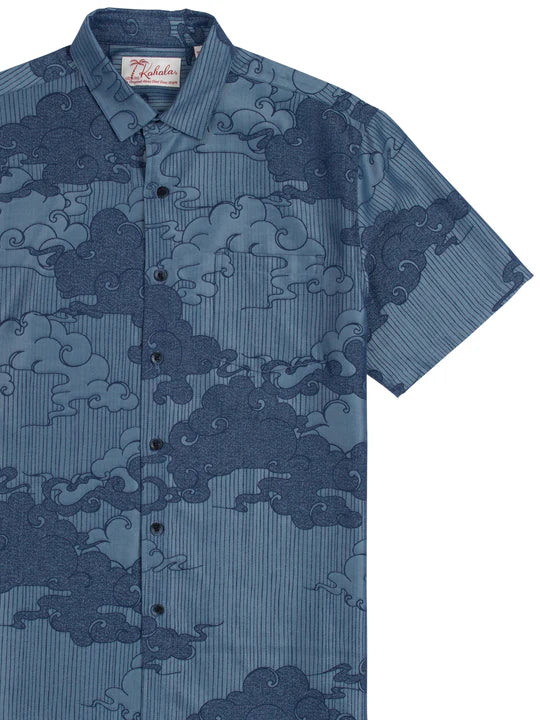 Kumori Jacquard Short Sleeve Shirt-Navy