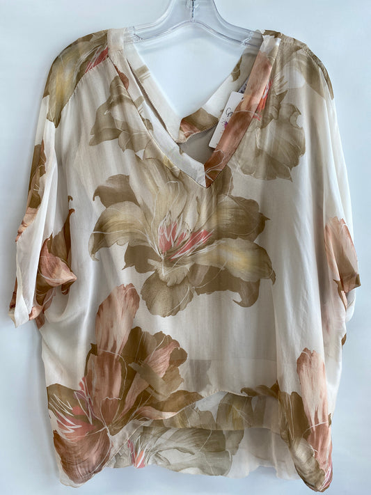 Diana Floral Bloom Print Blouse-Beige