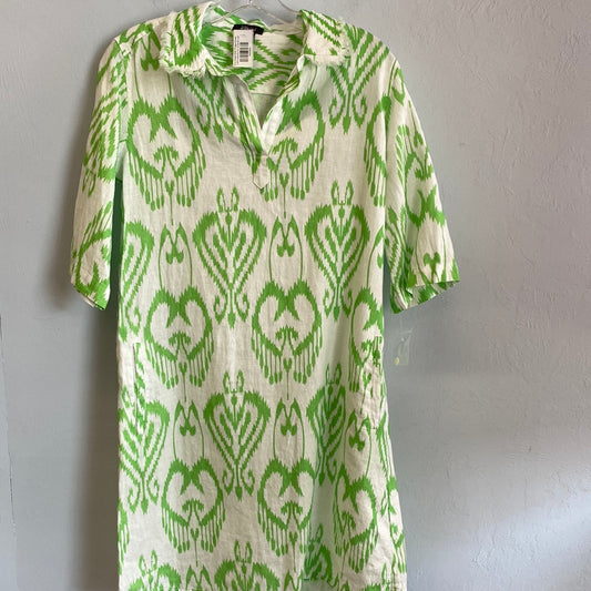 Print Dress With Fringe-Green