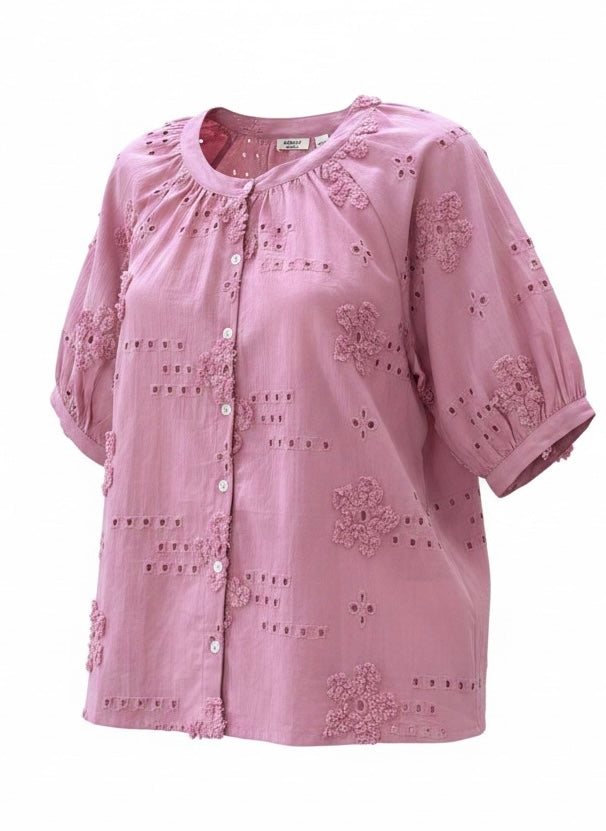 Shay Button Blouse-Pink