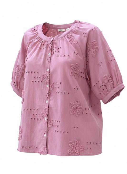 Shay Button Blouse-Pink