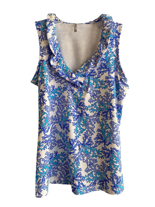 V-Neck Ruffle Tank-CRBL
