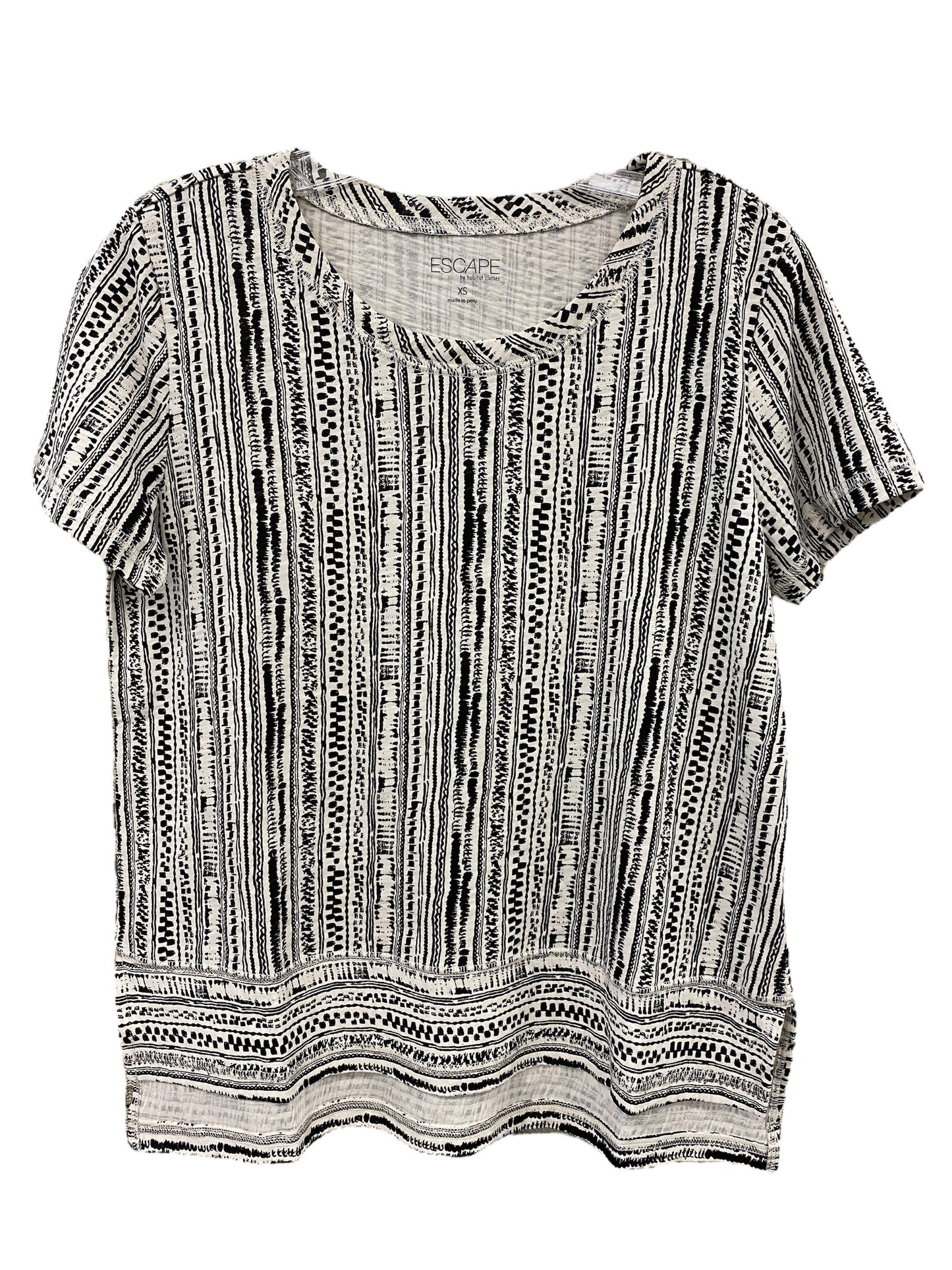 Stripe Cotton S/S Boxy Tee-Ivory