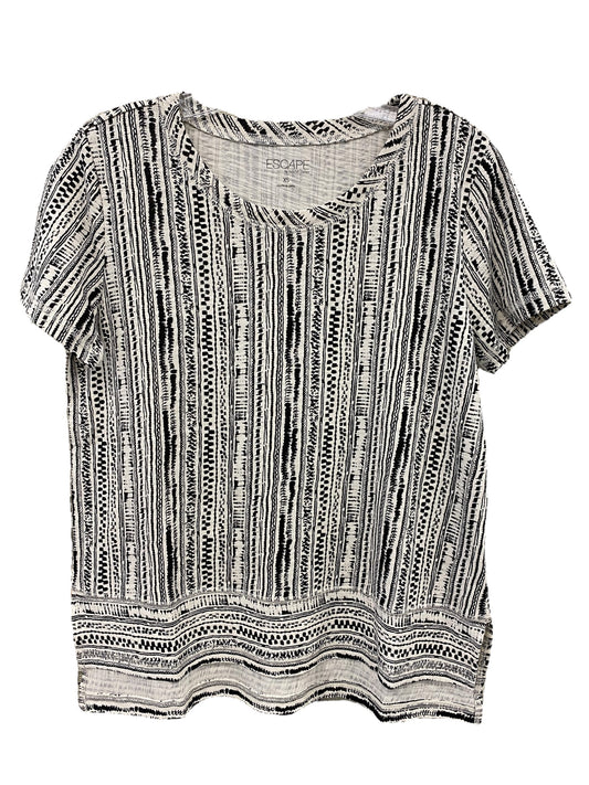 Stripe Cotton S/S Boxy Tee-Ivory