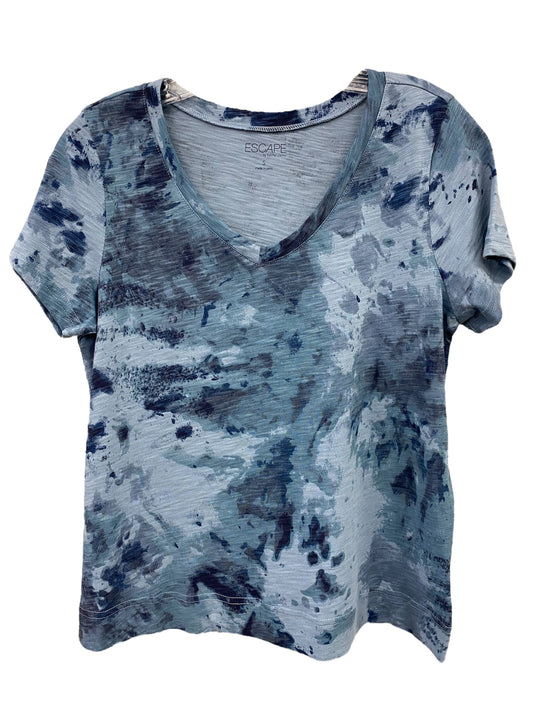 Blue tie-dye t-shirt on a white background