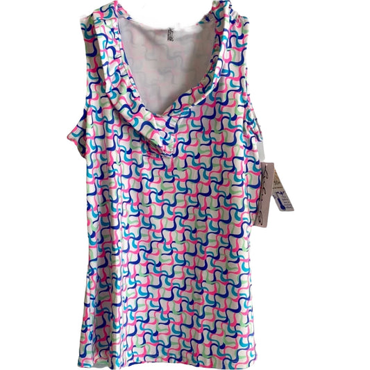 V-Neck Ruffle Tank-Maze Multi