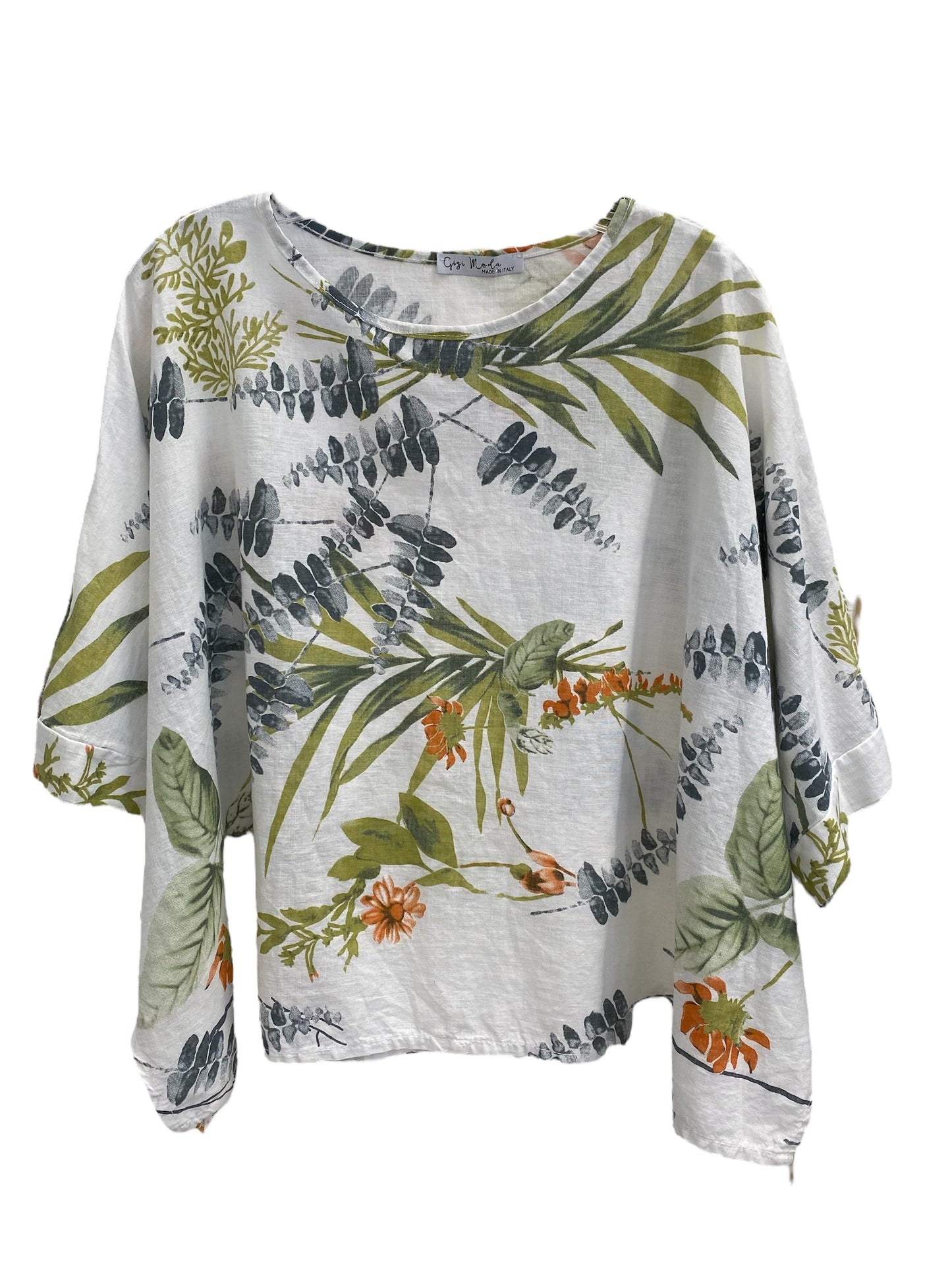 Lucy Garden Palm Blouse-White