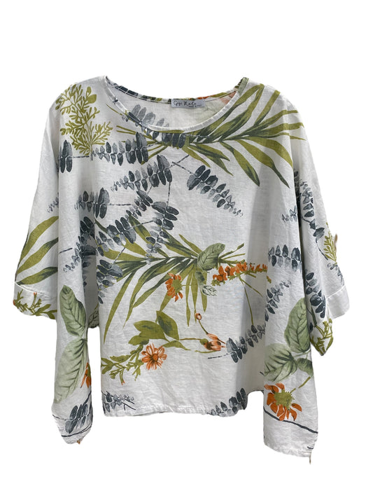 Lucy Garden Palm Blouse-White