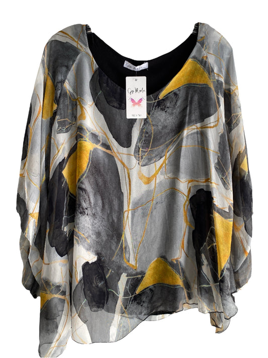 Coletta Silk Top-Black