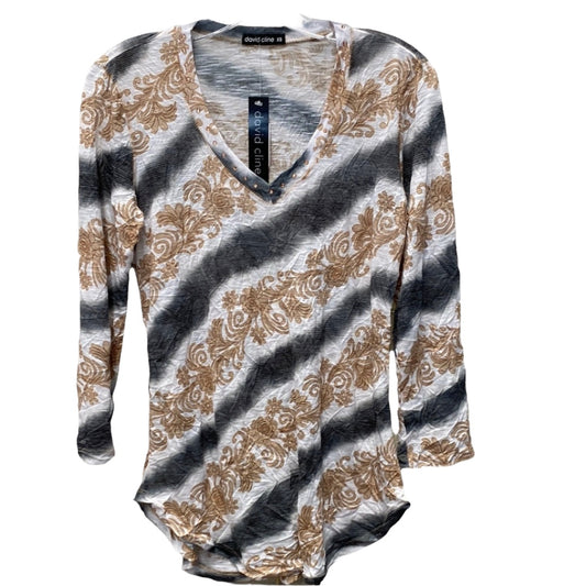 3/4 Sleeve V-Neck With Stones-Earth